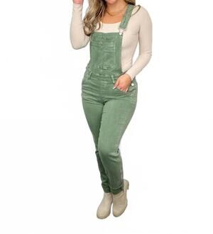 NEW JUDY BLUE joanna boyfriend overalls in sage